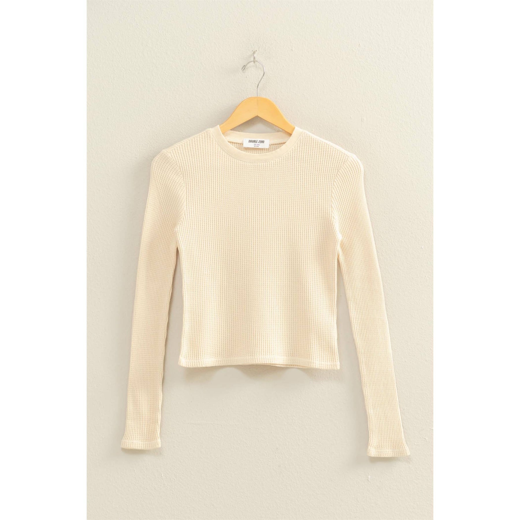 Mineral Wash Waffle Knit Long Sleeve Top