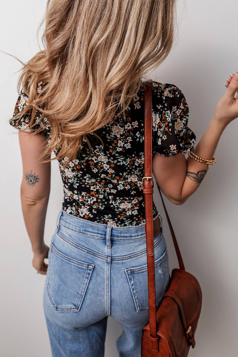 Floral short sleeve bodysuit