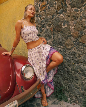 Boho Floral High Low Skirt, Free Spirit Skirt for Set