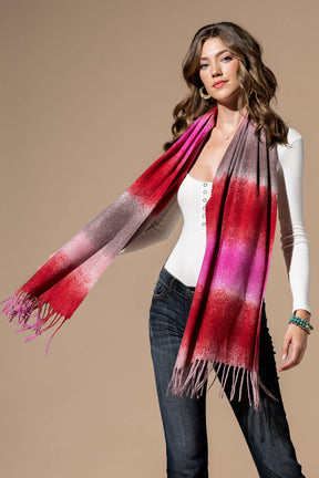 Multi-Color Oblong Scarf with Tassel