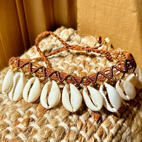 Shell Dangle Macrame Anklet