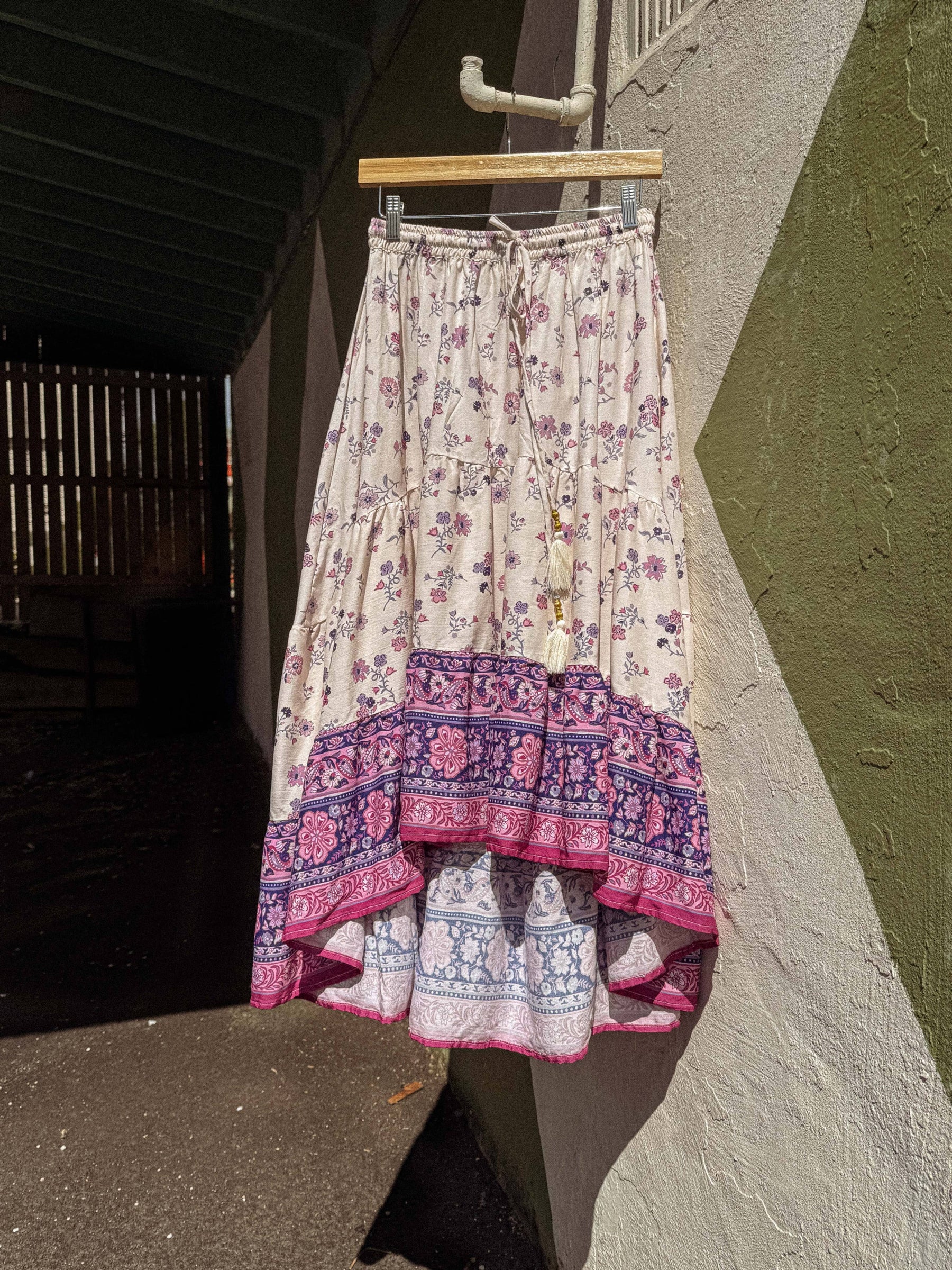 Boho Floral High Low Skirt, Free Spirit Skirt for Set