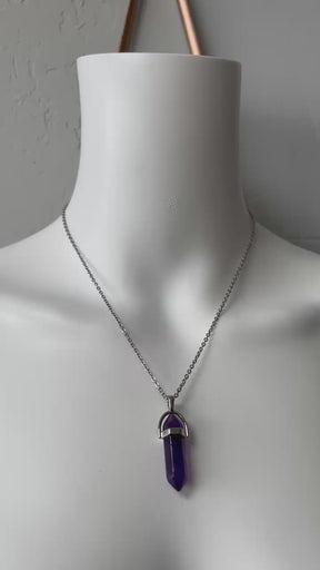Amethyst crystal pendulum necklace