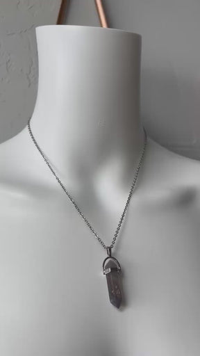 Fluorite crystal pendulum necklace