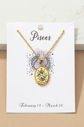Pisces Zodiac Sign Pendant Necklace