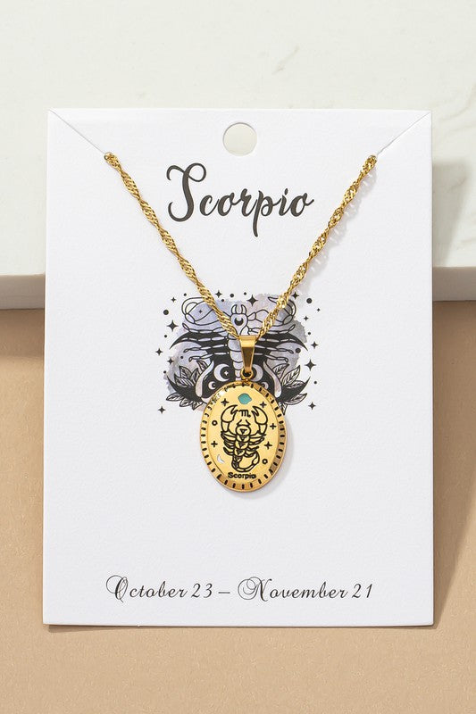 Scorpio Zodiac Sign Pendant Necklace