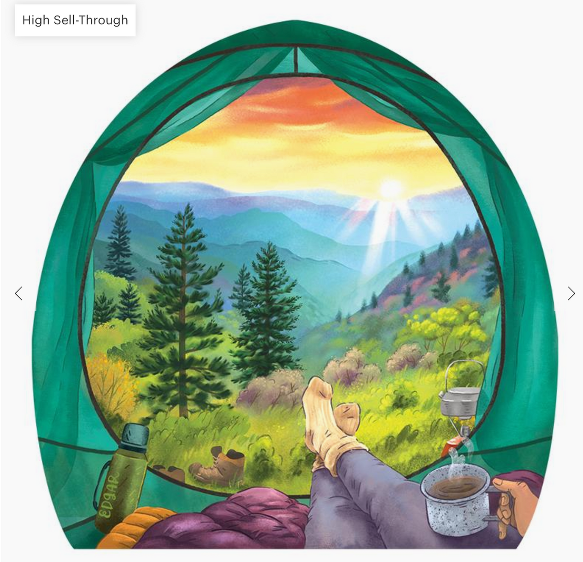Camping in Mountains at Sunset Sticker