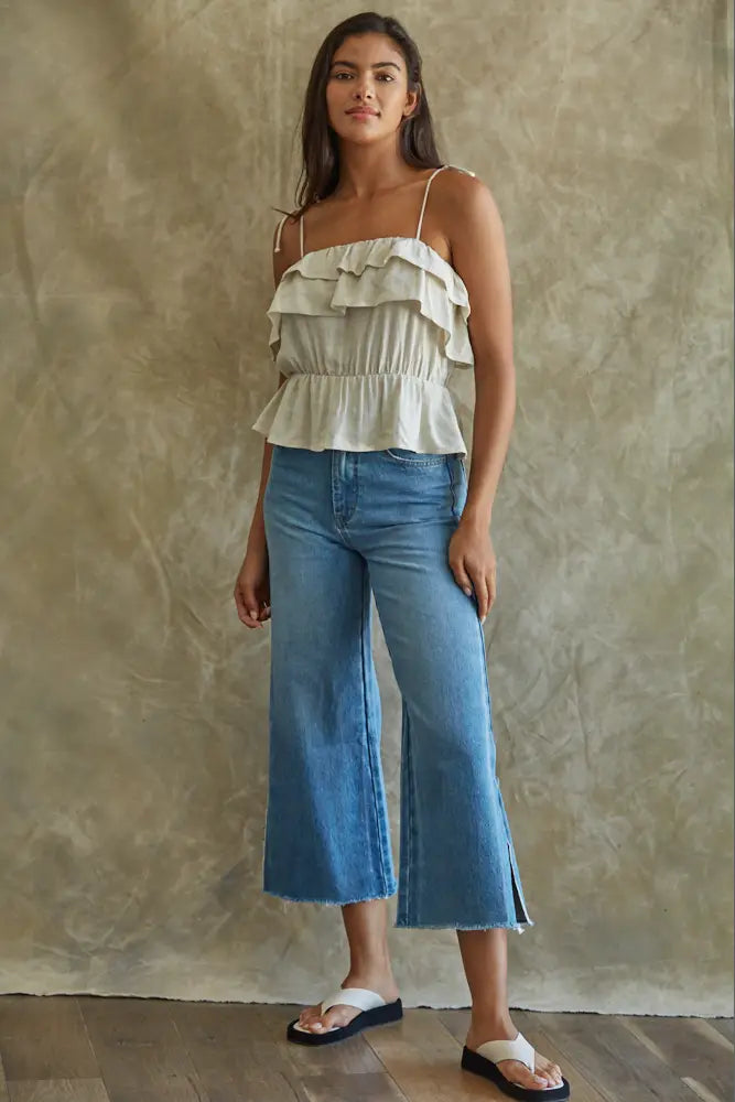 Slit Capri Jeans