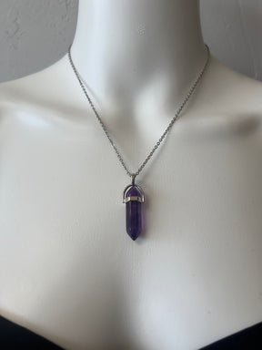 Amethyst crystal pendulum necklace