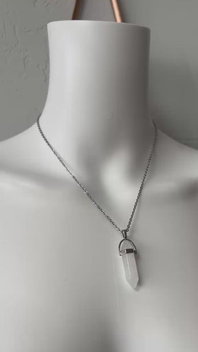 Clear Quartz crystal pendulum necklace