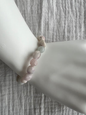 Morganite and Beryl Bracelet on wrist