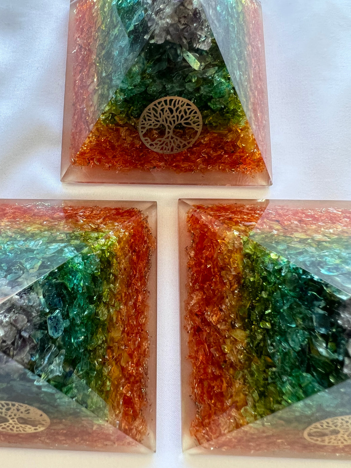 Seven Chakra Orgone Pyramid Reiki Energized Orgonite Pyramid