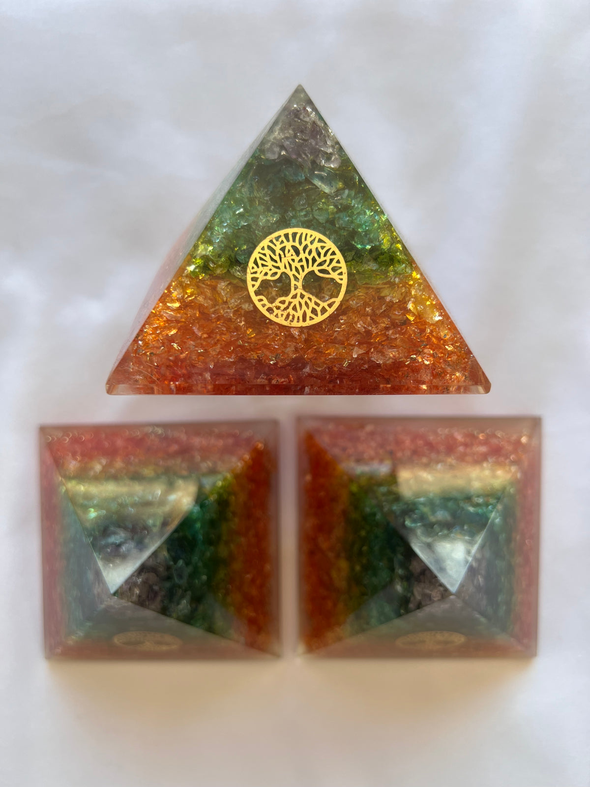 Seven Chakra Orgone Pyramid Reiki Energized Orgonite Pyramid