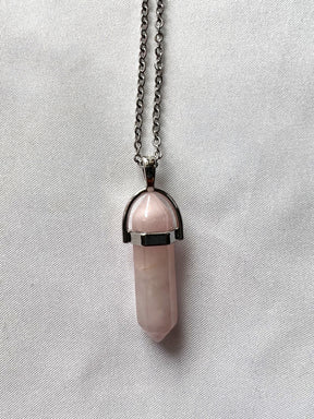 Rose Quartz crystal pendulum necklace